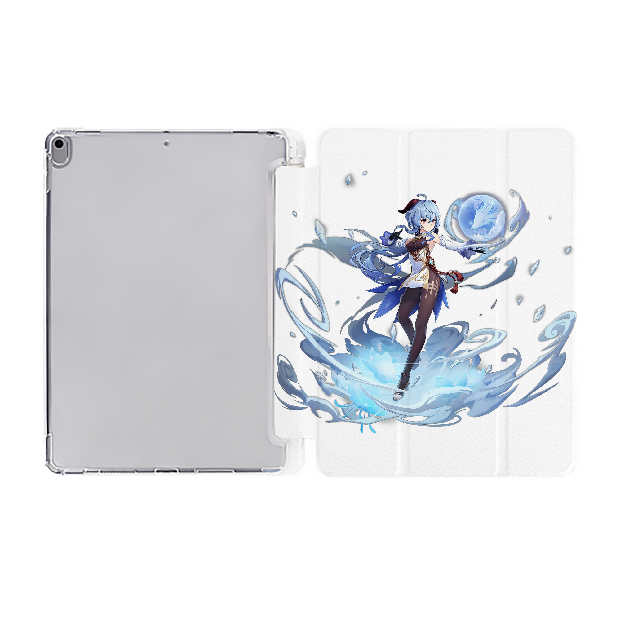 げんし神 甘雨 かんう genshin Ganyu IPad ケース ペン収納付き 三つ折りスタンド PUレザー×シリコン 対応機種9.5/10.5/10.9インチ